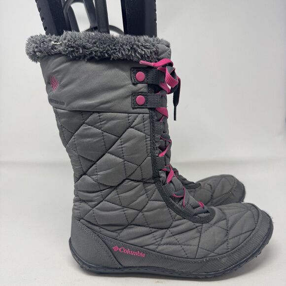 Columbia Boots Womens Size 6 Gray‎ Pink Quilted Fur Lined Waterproof Winter Snow - Picture 1 of 9